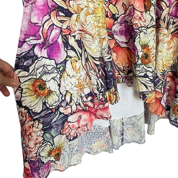 Marchesa Notte Floral Eyelet High Low Midi Dress Size 16 - Picture 12 of 16